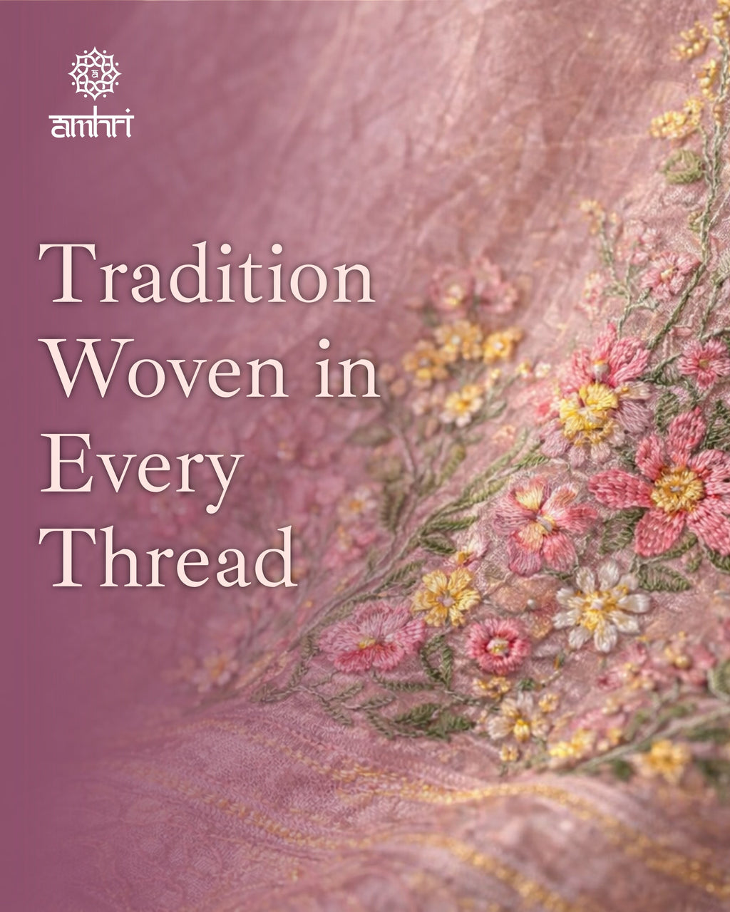 Lavender Pink Organza Chiffon Saree with Hand Embroidery