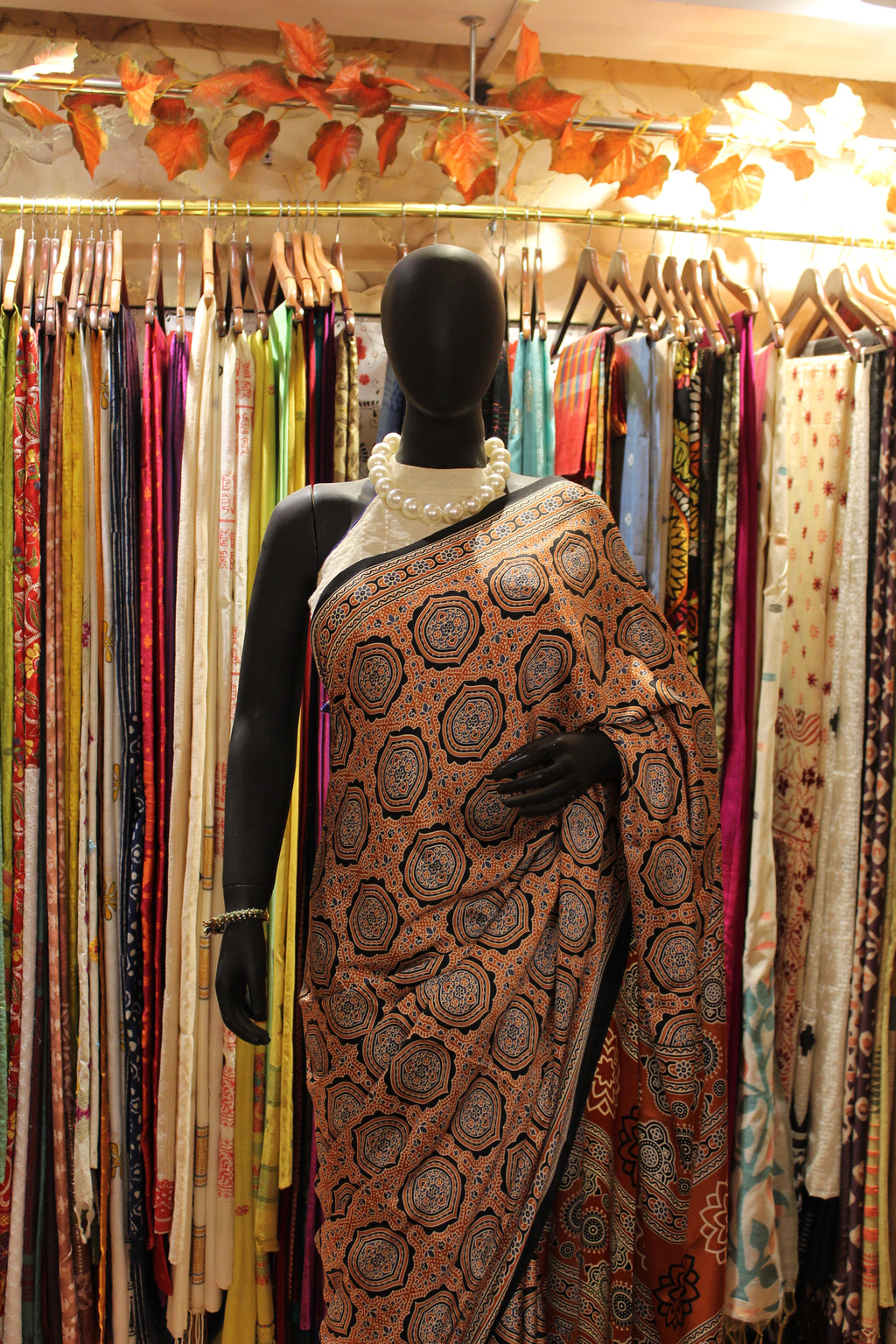 Hand Block Bagru Print Saree in Pure Modal Silk