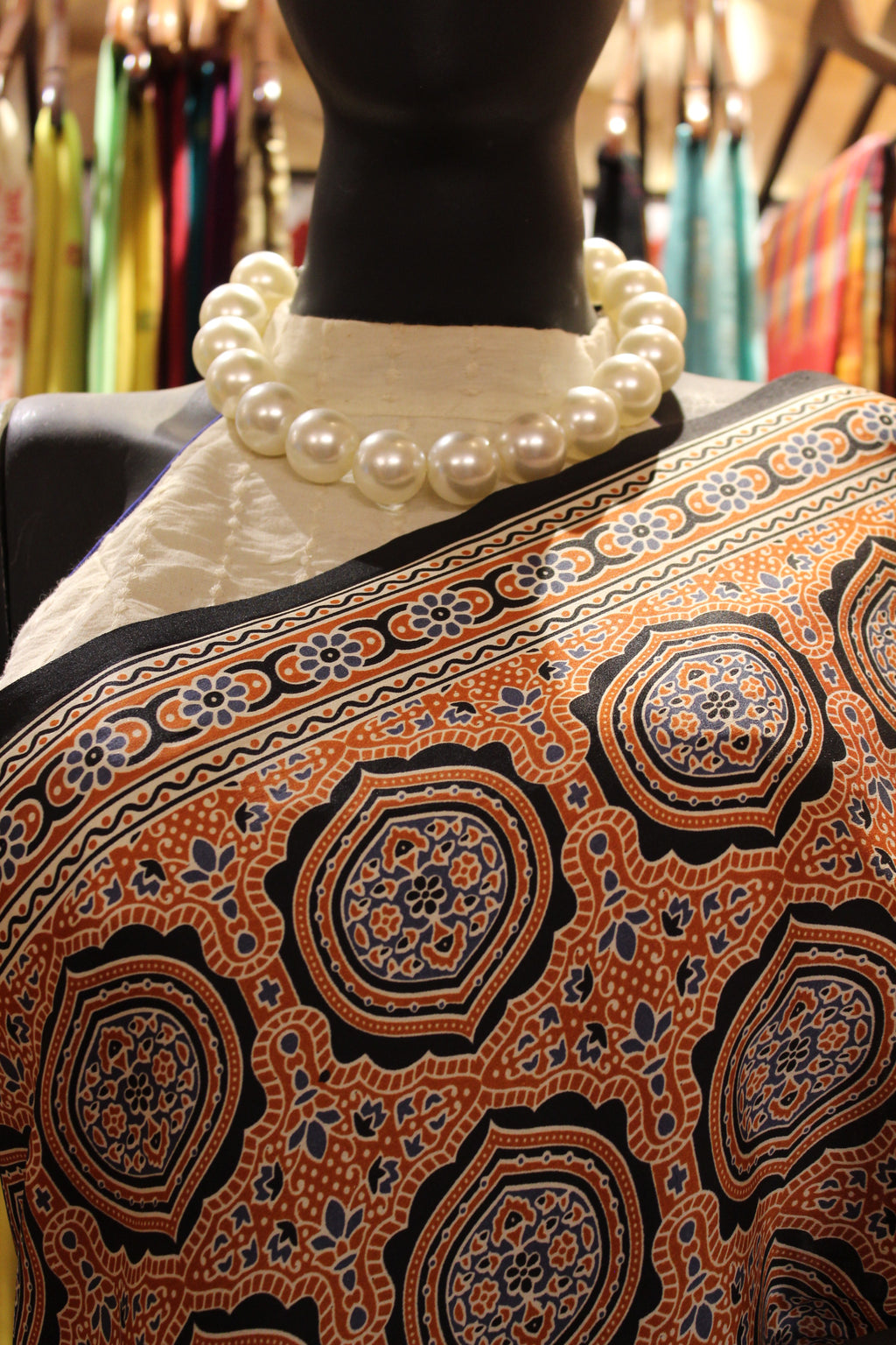 Hand Block Bagru Print Saree in Pure Modal Silk