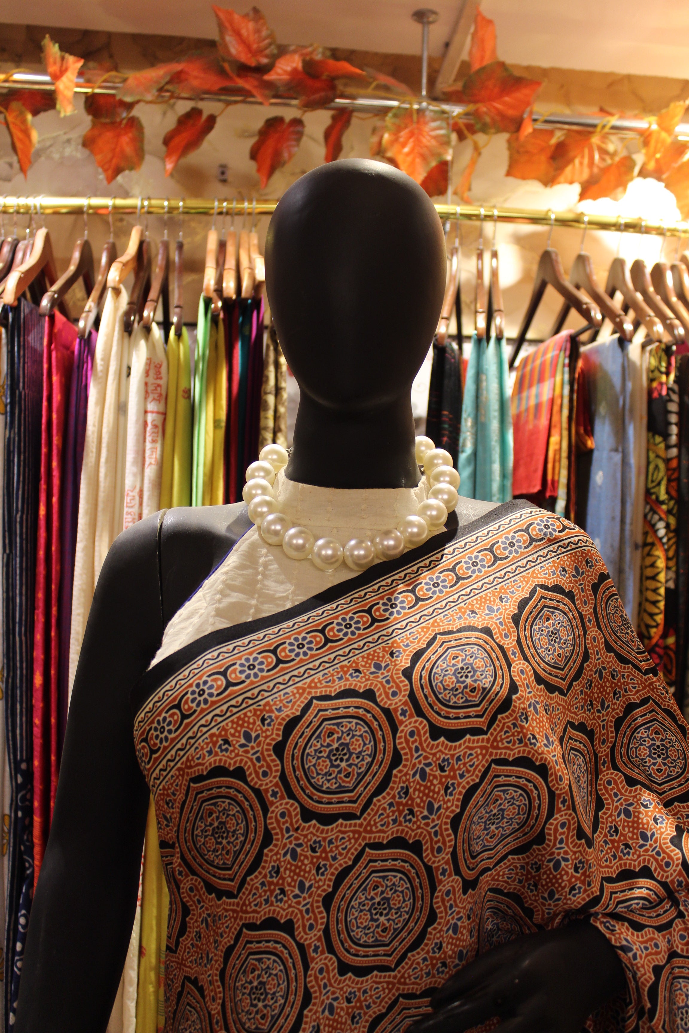 Hand Block Bagru Print Saree in Pure Modal Silk