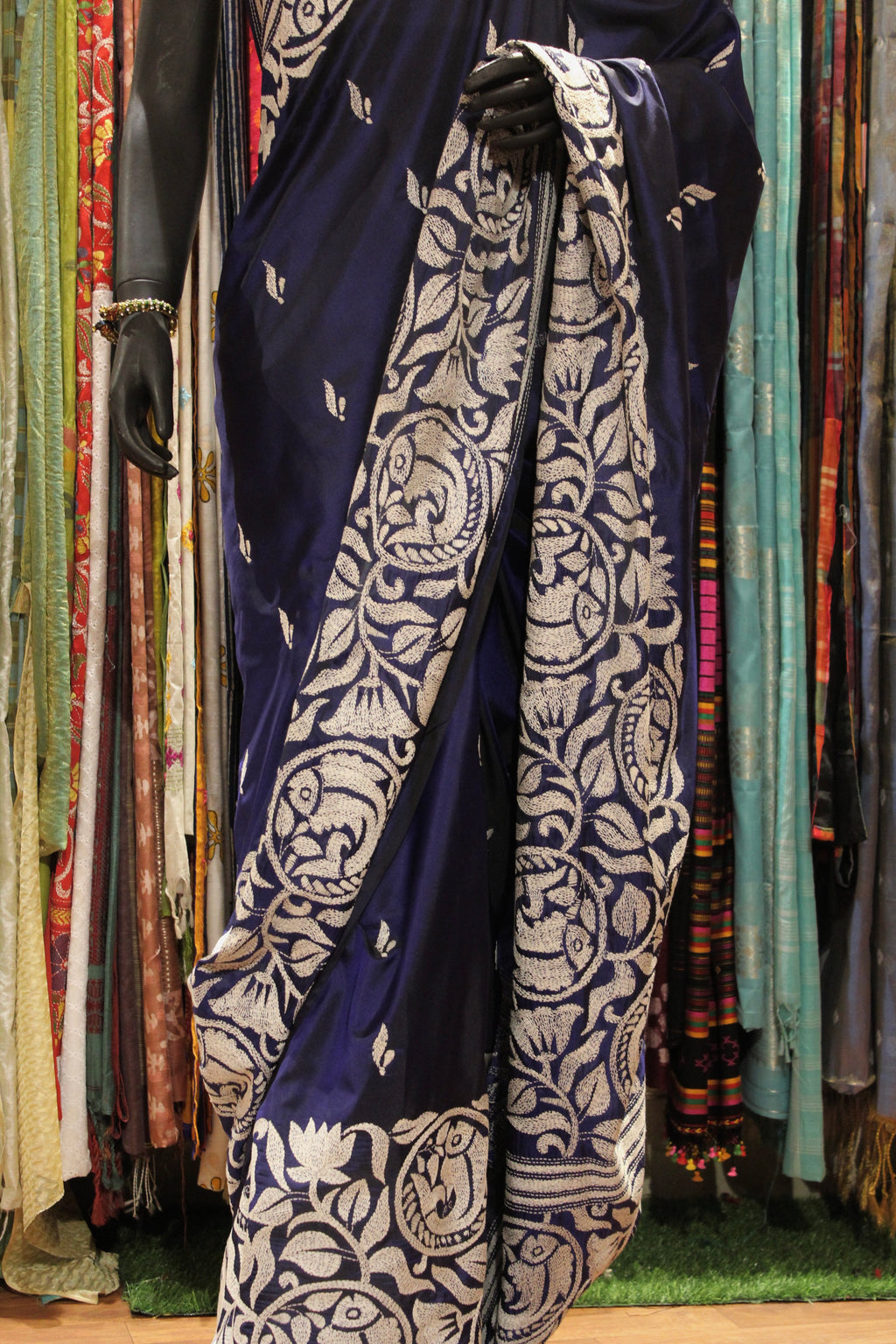 Manipuri Silk Saree with Bolpur Silk Thread Handwork
