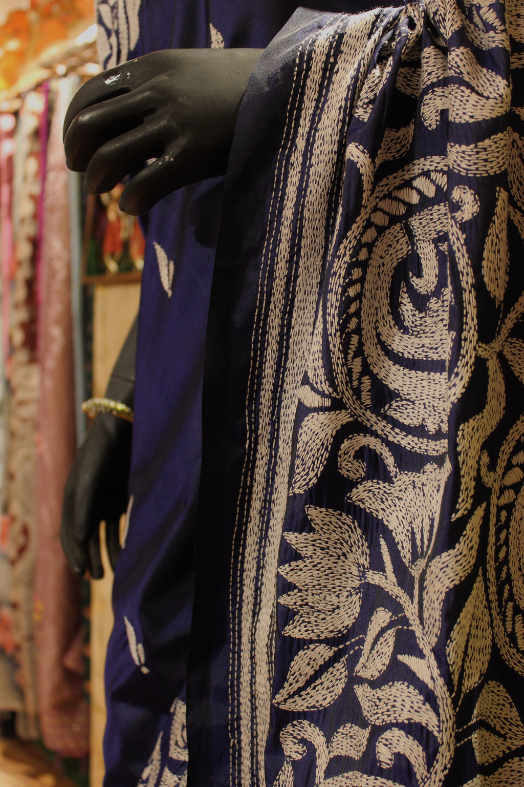 Manipuri Silk Saree with Bolpur Silk Thread Handwork
