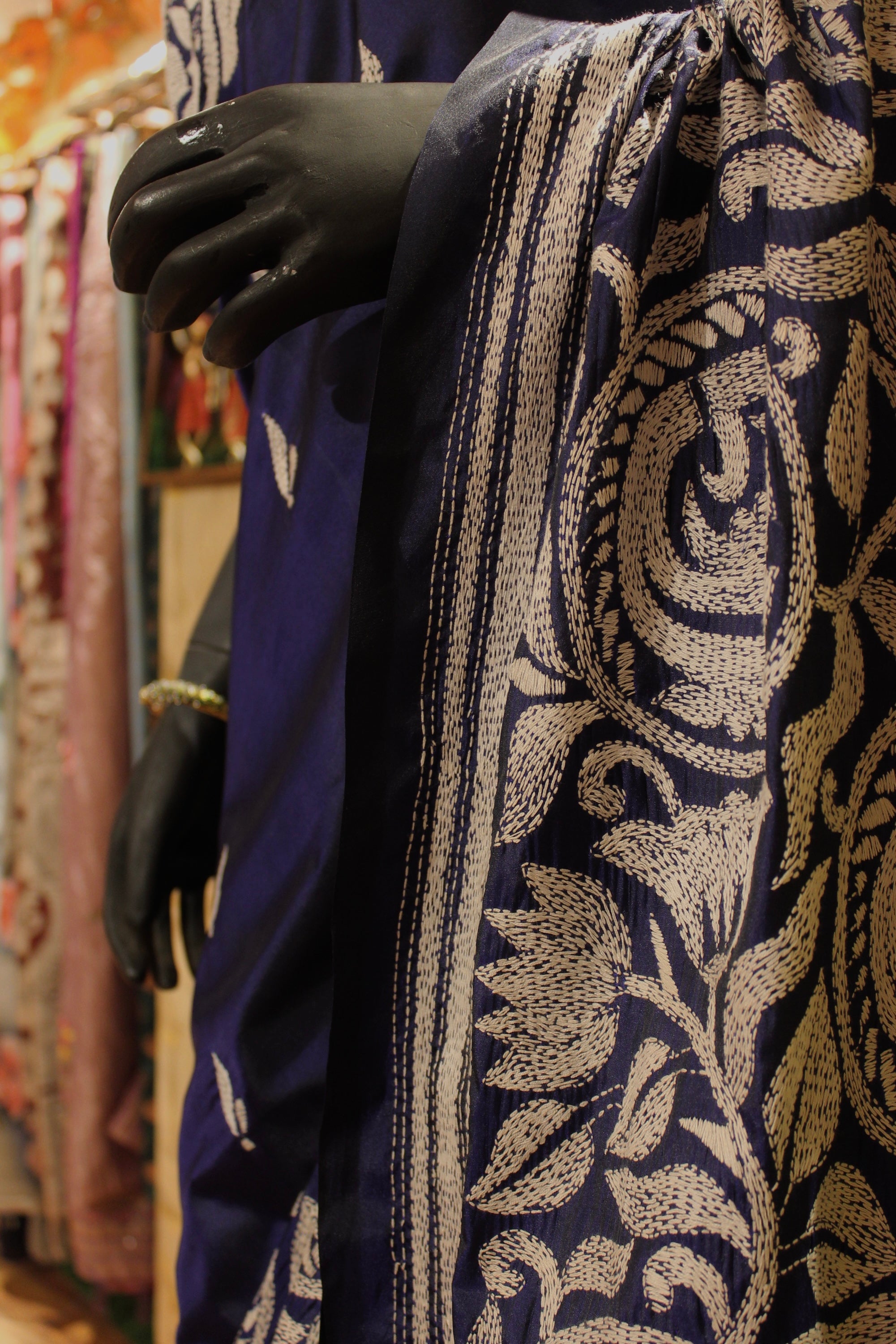 Manipuri Silk Saree with Bolpur Silk Thread Handwork