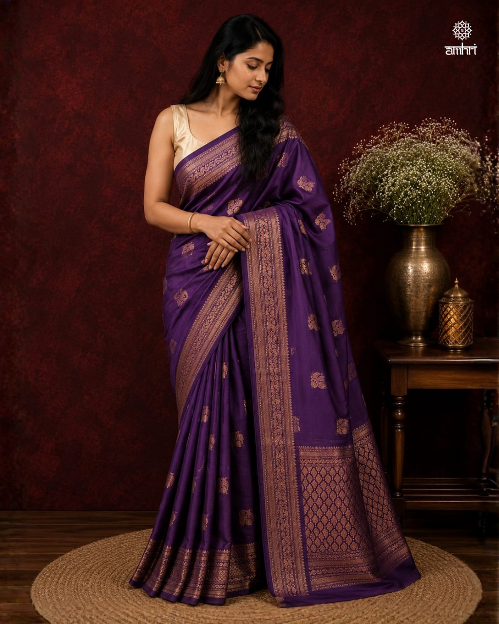 Premium Purple Tissue Organza Blended Silk Saree | Designer Party Wear Saree