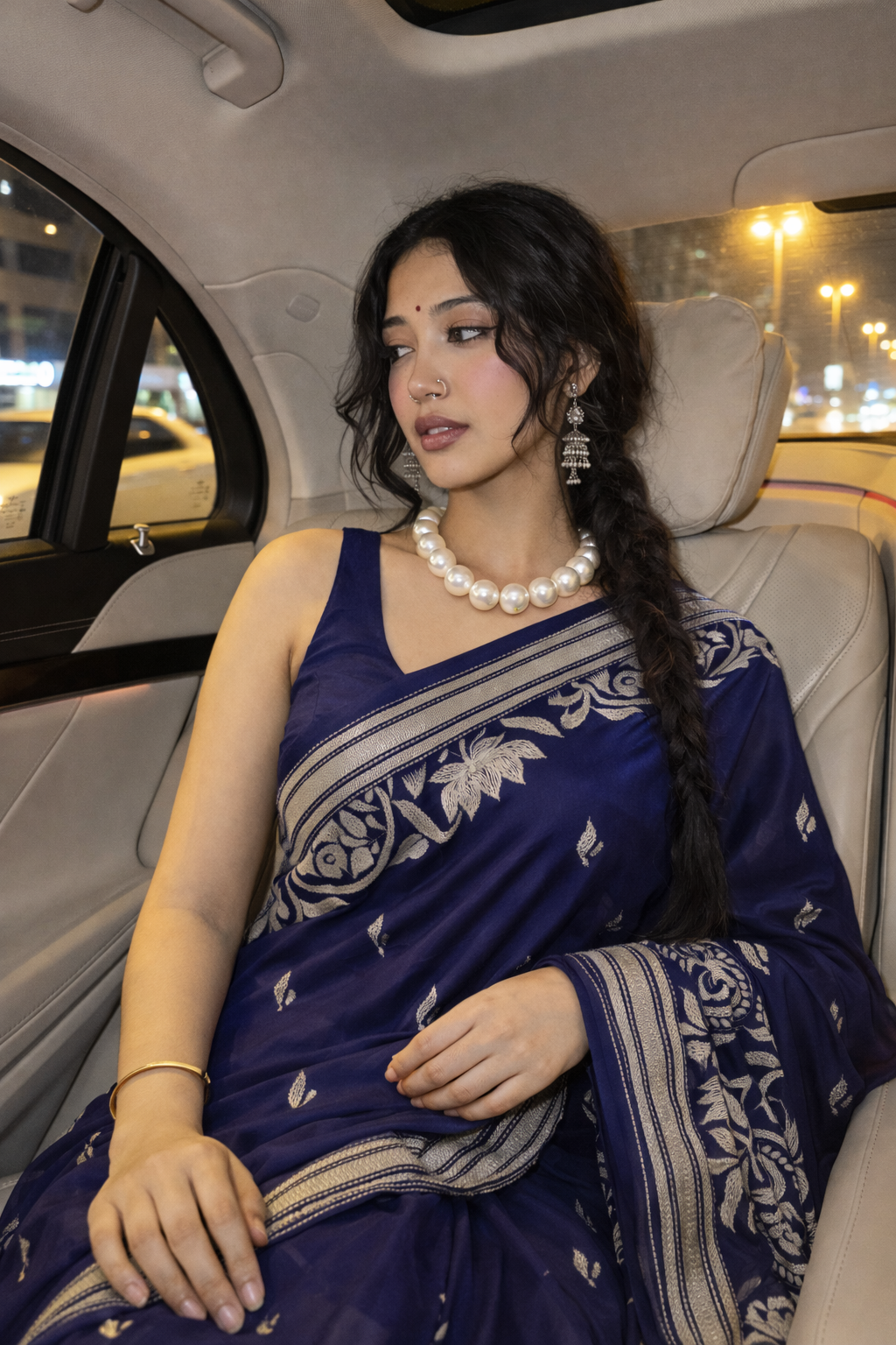 Manipuri Silk Saree with Bolpur Silk Thread Handwork