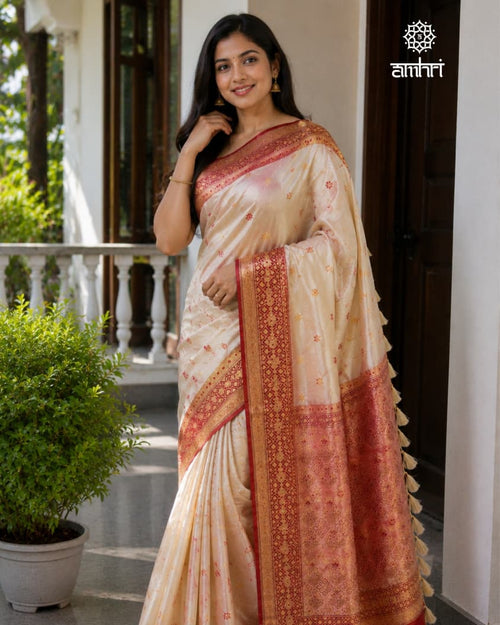 Handcrafted Assam Silk Saree with Traditional Woven Border