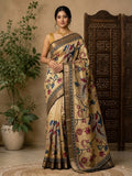 Kalamkari Jorget Silk Saree with Traditional Print